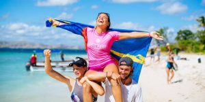 Victoire de Johanne Defay lors du Fiji Pro 2016. (Source : WSL)